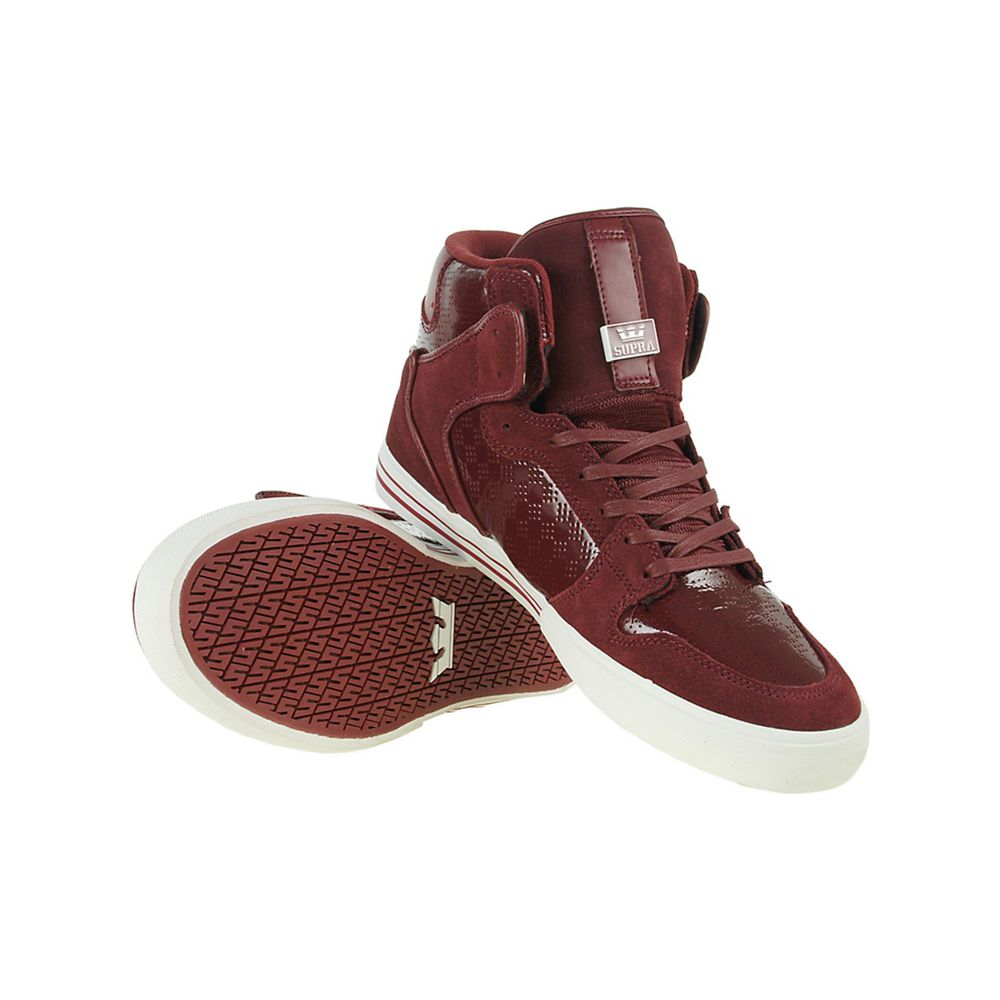 Baskets Montantes Supra Vaider Bordeaux Burgundy Patent/Suede Homme | EZK-77299607